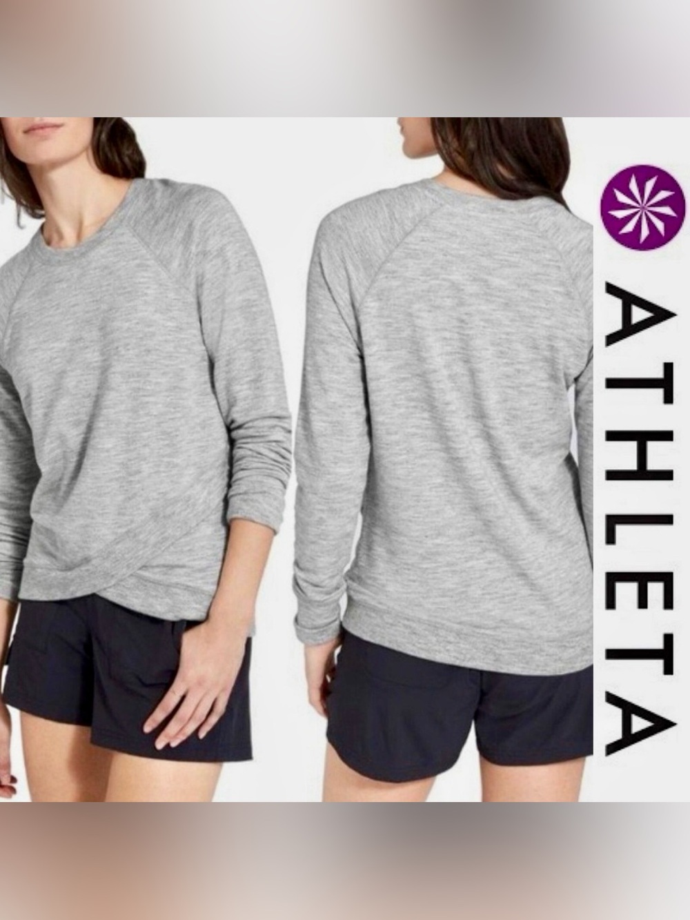 Athleta Heather Gray Criss Cross Sweatshirt